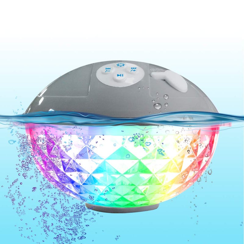 Blufree Floating Pool Speakers with Colorful Lights, IP68 Waterproof Bluetooth Speaker for Pool, Crystal Clear Sound Hot Tub Speaker for Pool, Spa and Outdoor - Image 1
